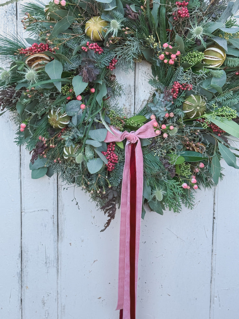Pink & Green Christmas Wreath