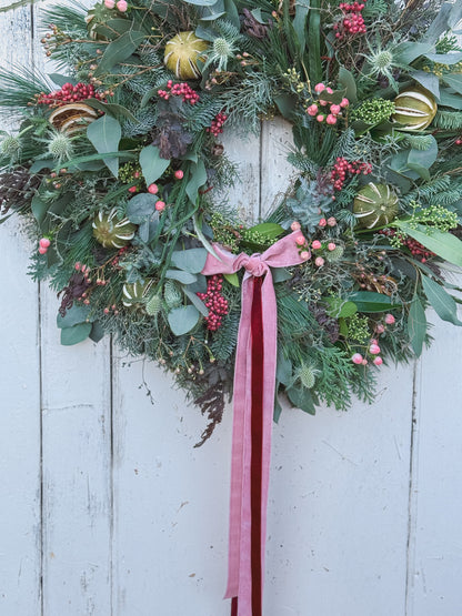 Pink & Green Christmas Wreath