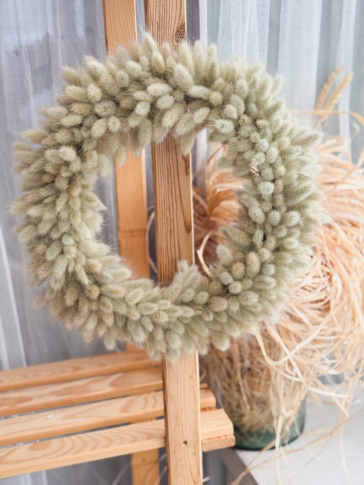 Natural Dried Bunny Tail Wreath