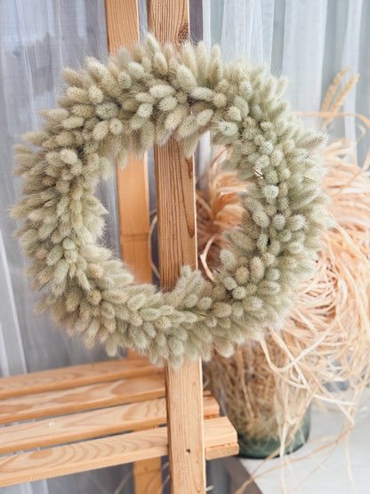 Natural Dried Bunny Tail Wreath
