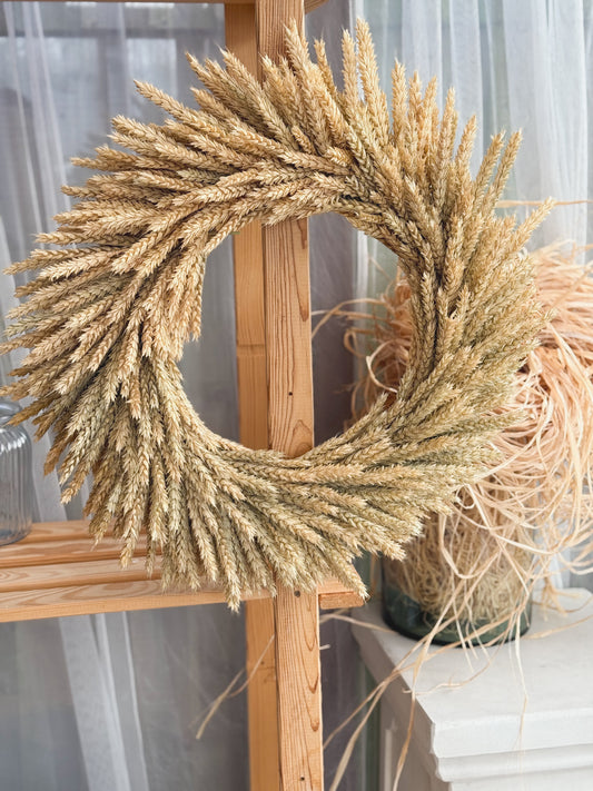Natural Dried Wheat Wreath